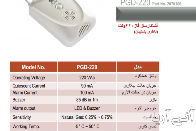 آشکار ساز گاز PGD-220