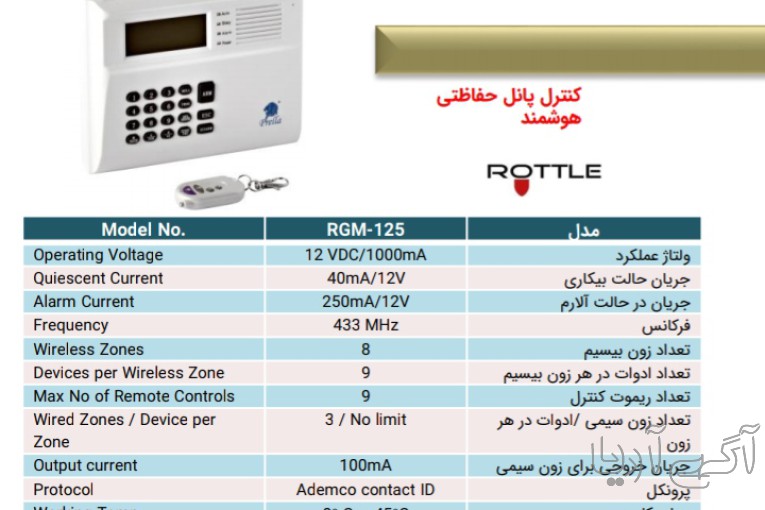 کنترل پنل حفاظتی هوشمند پرلا 